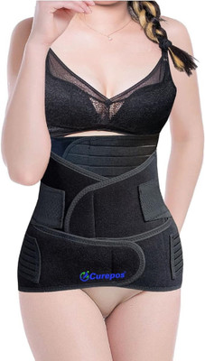CUREPOS ABDOMINAL BELT POSTPARTUM 3 IN 1 AFTER C SECTION NORMAL DELIVERY SUPPORT(size M) Abdominal Belt(Black)