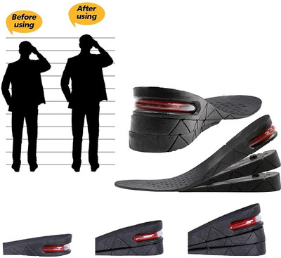AlexVyan Height Increase Insole 3-Layer Air Cushion Heel Shoes Insole for Men and Women Insole(Black)