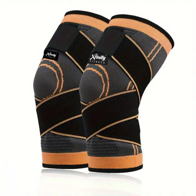 Xfinity Fitness Dual strap compression knee sleeve cap support for men and women Knee Support(Orange)