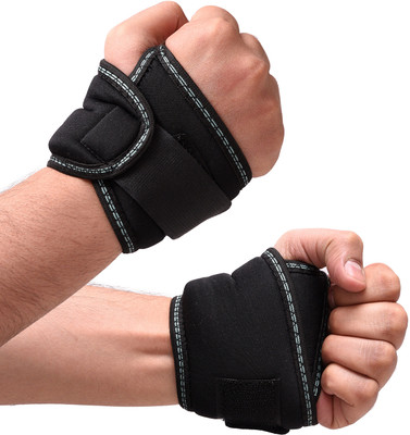 KUBER INDUSTRIES Wrist Brace with Thumb Loop|Nylon Drytex Wrist Supporter for Gym|1 Pair|Black Wrist Support