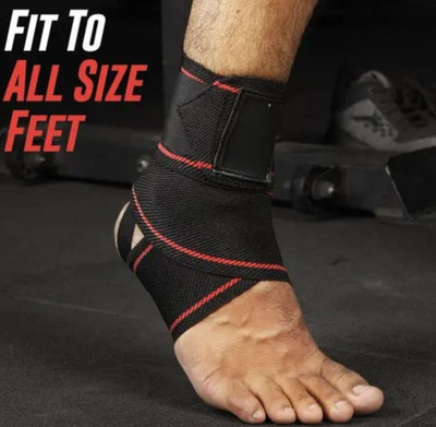 Shopeleven Ankle Brace Support with Adjustable Wrap & Neoprene Compression Foot Brace Ankle Support(Black, Red)