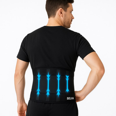 SELVA Comfort Contoured Lumbar Support Belt for Men and Women Back / Lumbar Support(Black)