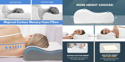 RUSHABH ENTERPRISE Memory Foam Abstract Sleeping Pillow Pack of 1(White)