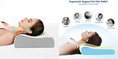 RUSHABH ENTERPRISE Memory Foam Stripes Sleeping Pillow Pack of 1(White)