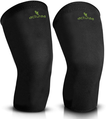 ACTURAA Knee Brace for Sports |High Grip Knee Caps Running, Bicycling, Yoga- (2 Pc)(XL) Knee Support(Black)
