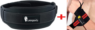 Leosportz combo of Wrist support With Gym belt Wrist Support(Black)