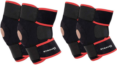 Strauss Adjustable Patella Knee Support | Knee Cap | Knee Brace| Knee Band (2 Pair) Knee Support(Red)
