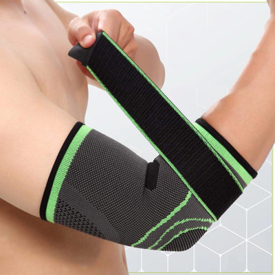 Manogyam Elbow Support Brace, Great For Sprained Elbows, Provides Support Ease- Neoprene Elbow Support(Black, Green)