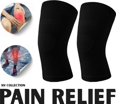 NV COLLECTION Ergonomic Knee Wrap for Consistent Pain Protection Knee Support(Black)
