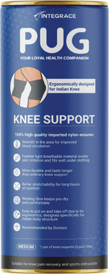 PUG Knee Support, 1 Pair, Size M | Ergonomically Designed for Indian Knee | Knee Support(Grey)