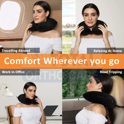 Total Ortho Care Travel Neck Pillow Support Neck Support(Black)