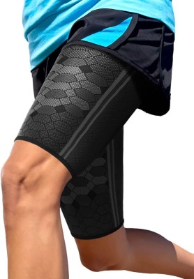 Leosportz Thigh Compression Sleeves Thigh support (Pair) Knee Support(Black, Grey)