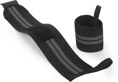 Rightline Professional Wrist Bands Strap for Gym Wrist Support Band Weight Lifting 1 Pair Wrist Support(Black)