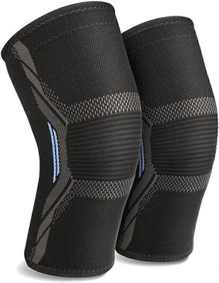 Justlist Knee Sleeves for Running Jogging Gym Squats | 4 Way Compression Knee Sleeves Knee Support(Black, Blue)