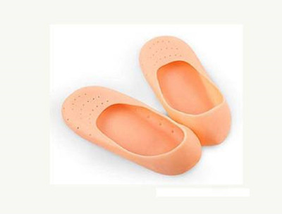 DHEER Anti Crack Full Length Silicone Foot Protector Socks Heel Support (Beige) Heel Support
