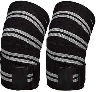 GymWar Combo Knee Wraps, Wrist Band Support Straps for Gym Workout Knee Support(Grey)