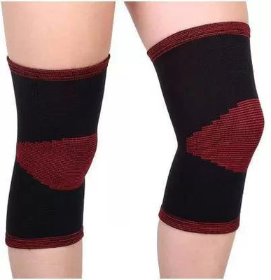 Classic deal 3D Knee Support Sleeves Premium For Workout, Running,Joint Pain Relief -L Knee Support(Black, Red)