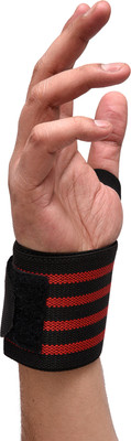 KUBER INDUSTRIES Nylon Wrist Brace with Thumb Loop|Wrist Supporter for Gym|1 Piece|Red & Black Wrist Support