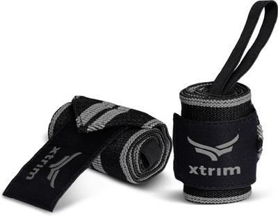 Xtrim Wrist Band for Men & Women, Wrist Wrap for Gym, Muscle Relaxation Gym Accessory, Wrist Support(Grey, Black)