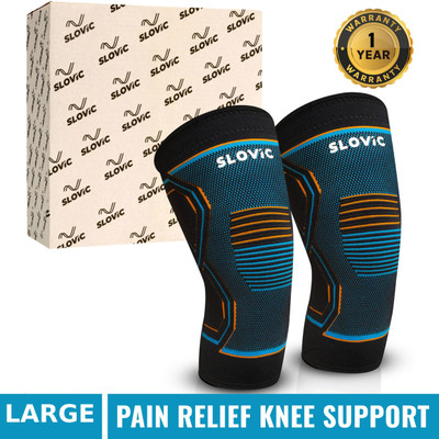 SLOVIC Knee Support | Knee Cap | Knee Support for Pain with 4-way Compression | XL Knee Support(Black)
