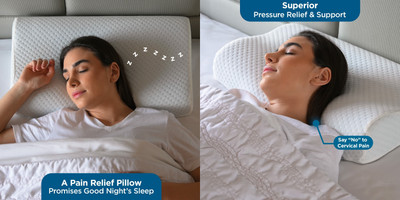 PRATIK MARKETING Memory Foam Stripes Sleeping Pillow Pack of 115(White)