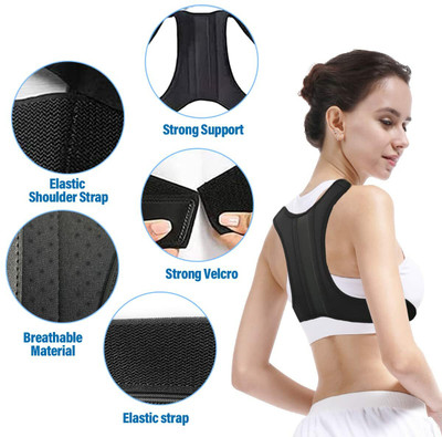 Z-REHAB Backbone Straightener Clavicle Brace belt Injuries Pain Relief for Men & women Back / Lumbar Support(Black)
