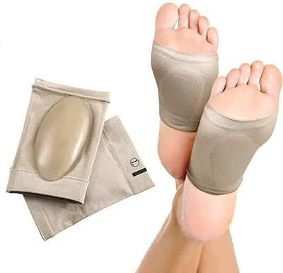 RIDHHANAL 1 pair Arch Support Sleeves soft Cushion and Neoprene elastic reusable Gel Pad Foot Support(Beige)
