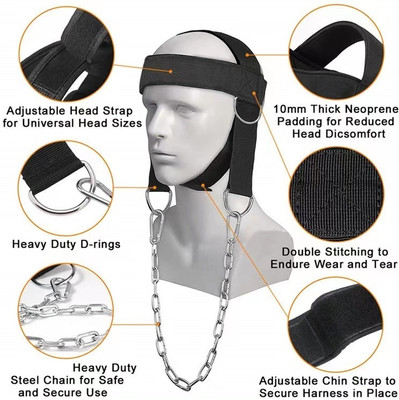 Fitcozi Fitness Head Harness for Neck Workout Industrial Strength Supporter(Black)