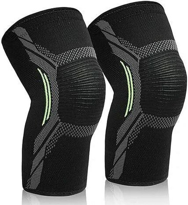 Clinic Care 3D Knee Cap Pair | Sports, Gym, Running Knee Pain Relief Support (Size-XXL) Knee Support(Black, Green)