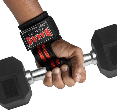 HouseOfCommon Weight Lifting Strap Wrist Supporter for Gym, One Pair Wrist Support (, RED ) Supporter