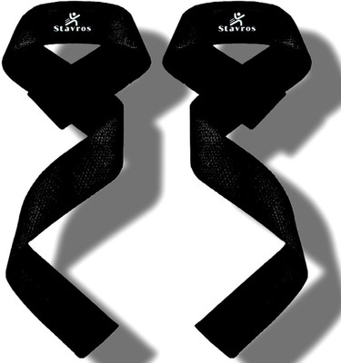 Stavros Weightlifting Straps, Wrist Bands Gym for Men and Women Wrist Support(Black)