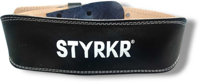 STYRKR Gym Belt for Men Weight Lifting Leather Women Weightlifting Belt Back Support Weight Lifting Belt(Black)