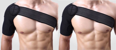 Leosportz (2pc)-Adjustable Right shoulder PREMIUM QUALITY NEOPRENE Shoulder Support(Black)