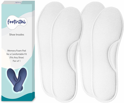 Foot Vital Memory Foam Shoe Insoles Comfortable Insoles Supports Heel & Arch (Pack of 1) Insole(White)