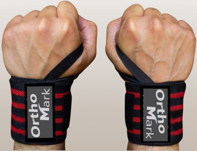 OrthoMark Adjustable Wrist Bands for Gym Fitness Support Weight Lifting for Men & Women Wrist Support(Red)