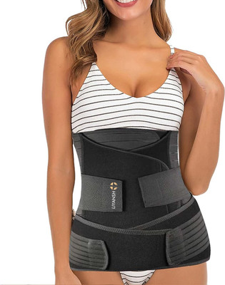 NIHILANO 3 in1 Pregnancy Belt Fat Reducing Belly Binder after delivery Abdominal Belt(Black)