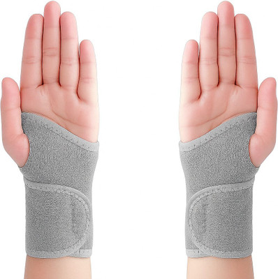 Helistar Unisex Grey Wrist Support Brace Both Hand – Breathable Pain Relief (Pack Of 2) Hand Support(Grey)