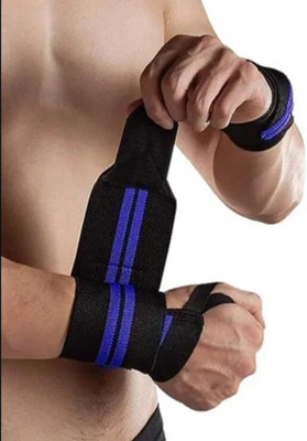 FitHead Professional Wrap Band Strap for gym fitness support weight lifting-1 Pair Wrist Support(Blue)