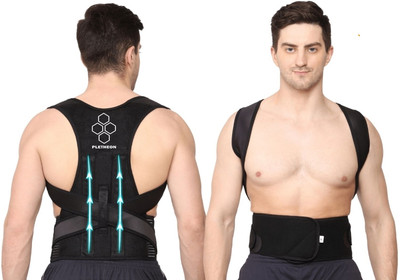 PLETHEON Posture corrector belt for men and women for back pain back (FREE SIZE) Back / Lumbar Support(Black)