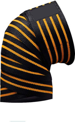 DreamPalace India Weight Lifting Knee Wraps Heavy Duty Elastic Compression Support for Squats Gym Knee Support(Yellow)