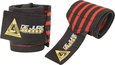 DE JURE FITNESS Elastic Wrist Support Band/Wraps with Thumb Loop for Gym Weight Lifting Workout Wrist Support(Red, Black)