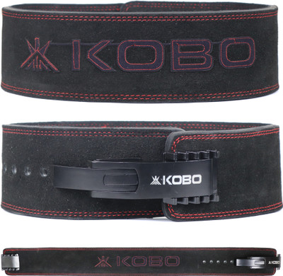 KOBO Adjustable New Lever Belt Power Lifting Lever Belt Natural Leather Back / Lumbar Support