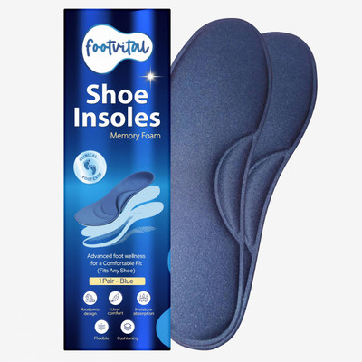 Foot Vital Memory Foam Shoe Insoles Comfortable Insoles Supports Heel & Arch (Pack of 1) Insole(Blue)