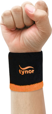 TYNOR Wristband, Black & Orange, Universal, 1 Pair Wrist Support