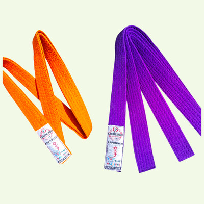 Dhaani Karate Martial Arts Belts, Orange and Purple, Cotton, Pack of 2 Abdominal Belt