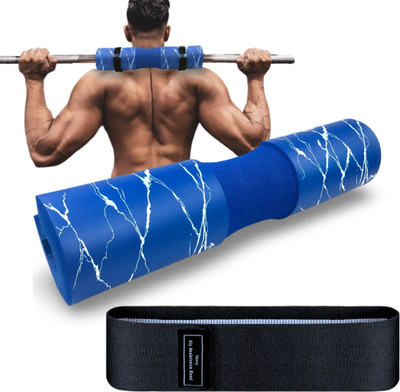 Fitcozi Fabric Band Black with Barbell Squat Pad Exercise for Hip Thrusts Shoulder Support(Blue)