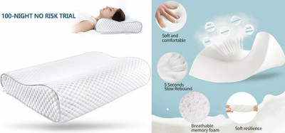 PRATIK MARKETING Memory Foam Floral Sleeping Pillow Pack of 164(White)