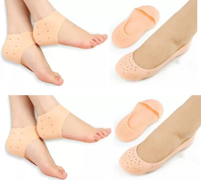 Harsh narrow fab Silicone Gel Heel Socks 1 Pair + Silicon Full Heel Protector Heel Support