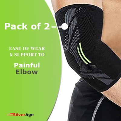 Silverage ELBOW SUPPORT PACK OF 2 Elbow Support(Black, Green)