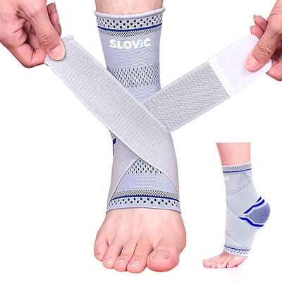 SLOVIC Ankle Support | Ankle Braces | Ankle Strap for Pain | 4-Way Compression | Large Ankle Support(Beige)
